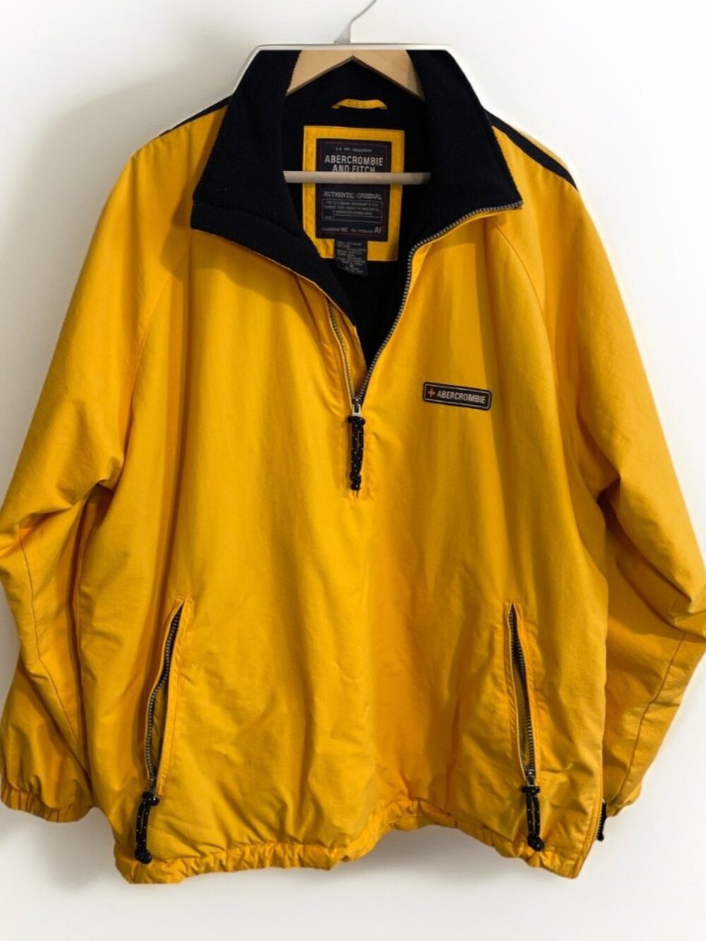 Vintage Abercrombie Fitch Jacket 1/4 Zip Men’s Weatherproof Lined Blue Yellow M
